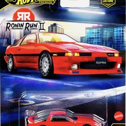 Mattel 2025 Hot Wheels 🛞 Premium Car Culture Ronin Run II.  Limited Edition 1989 Toyota Supra, 1/64 Scale, Metal, Real/Riders. New, Color: Red 🔴