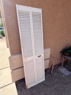 White Wood Bi-Fold Plantation Shutter Style Closet Door - 23.5” x 78.5”