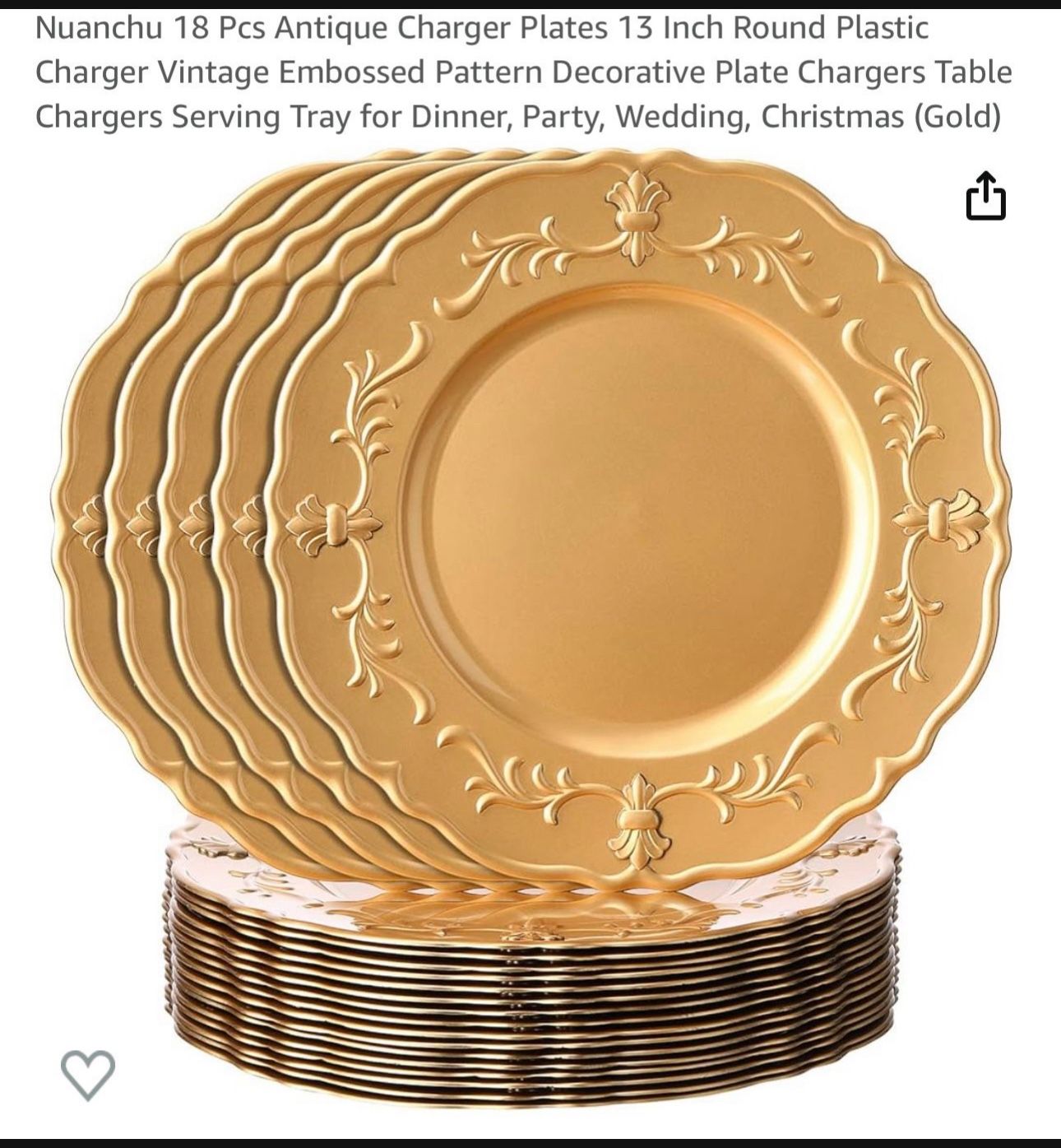 New 18 Pcs Antique Charger Plates