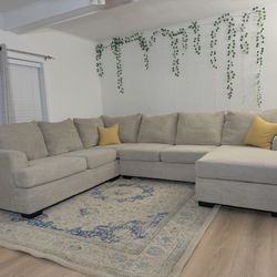 Beige Sectional Couch, U Shaped