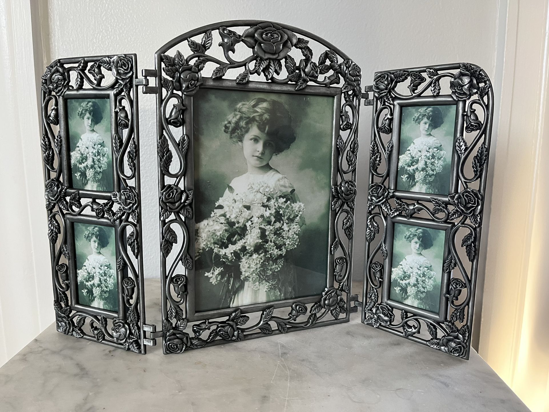 New Vintage Pewter Collage Photo Frame 