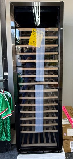 24 in. Single Zone Wine Cellar Cooling Unit 173 Plus Bottles Built in Wine Cooler 2-Door Handles Blue LEDs in Black
