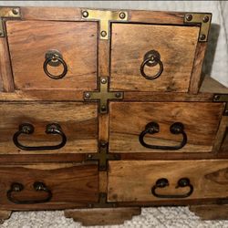 Wood Stacking Drawer Chest with Brass Hardware