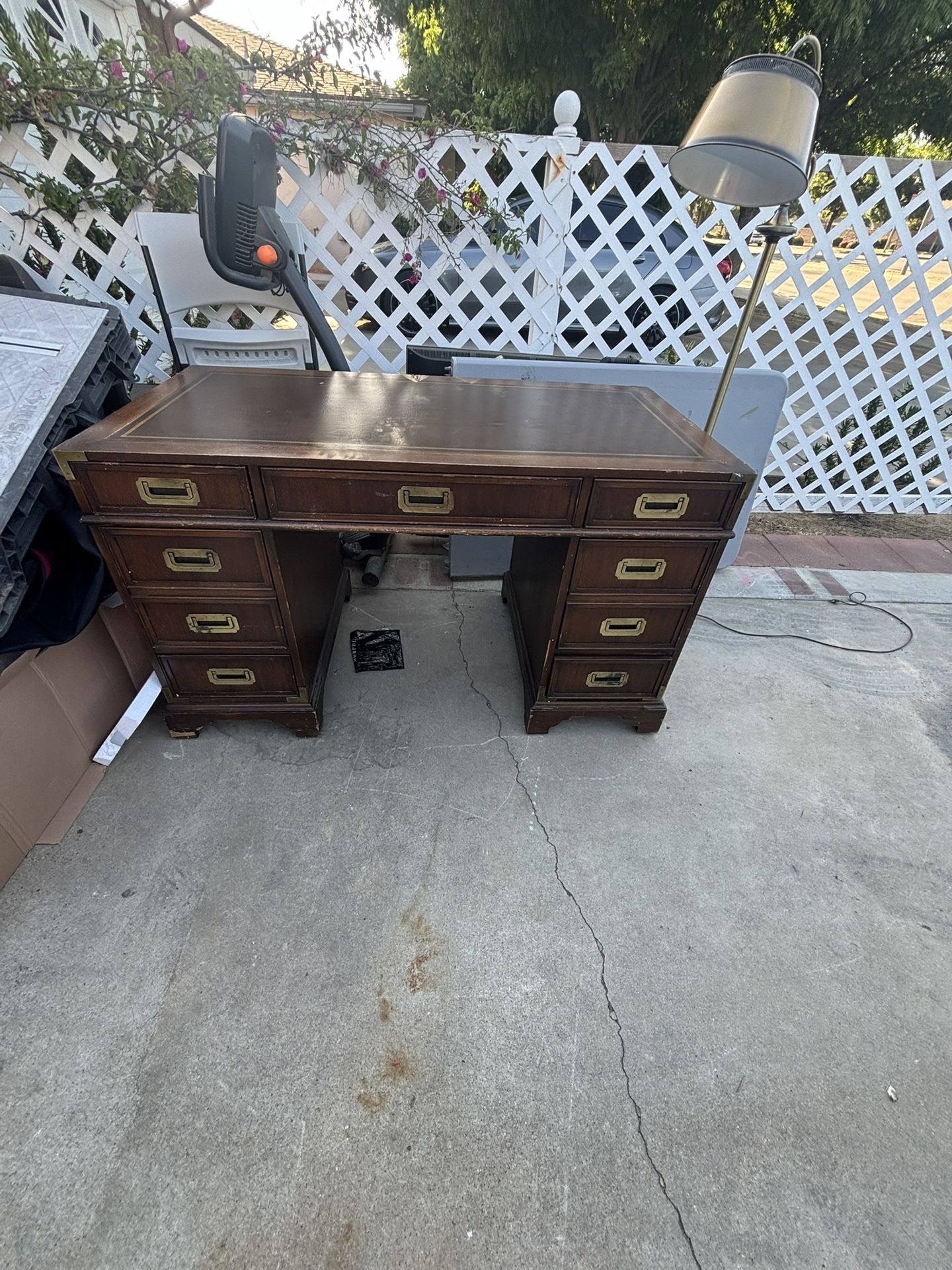 Hekman Mahogany & Leather Campaign Style Desk