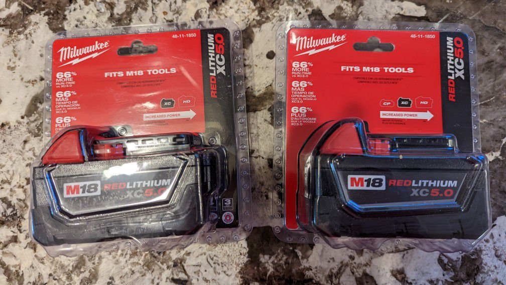 New Milwaukee M18 Xc 5.0 Batteries Battery (Multiple Available)