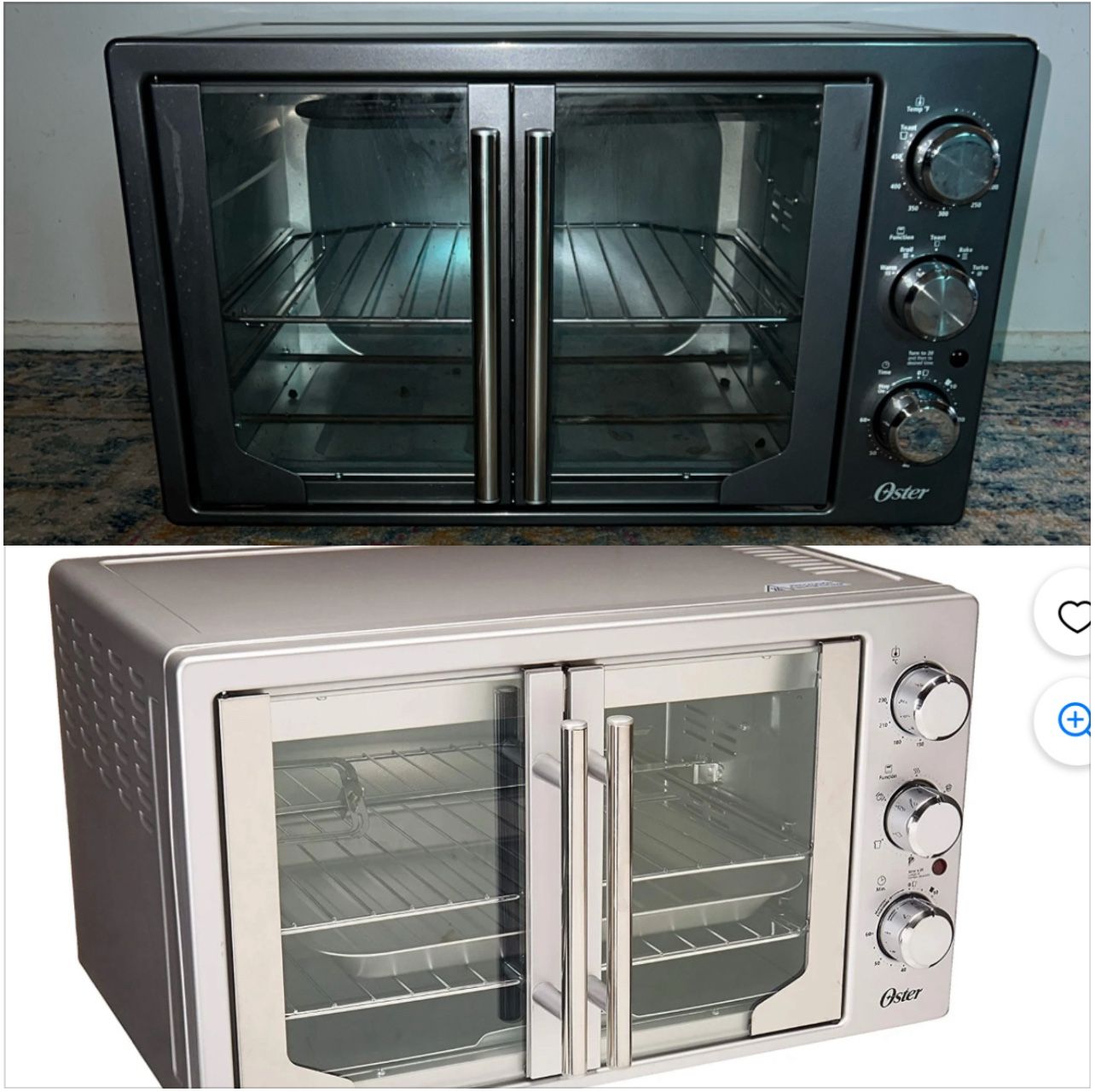 Oster Manual French Door Oven, Stainless Steel 1800 Watts 