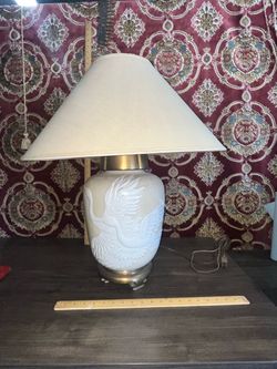 Vintage Japanese Lamp Crane Motif