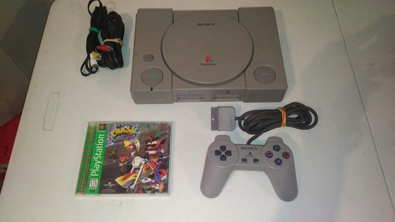 Playstation 1 with Crash Game