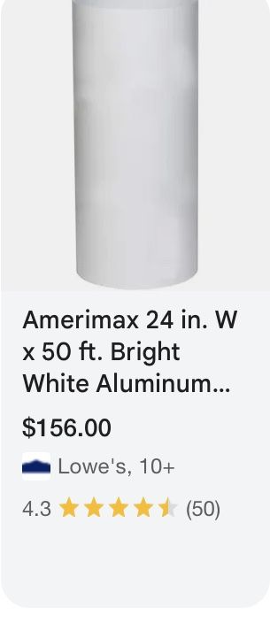 Amerimax 24 in. W x 50 ft. Bright White Aluminum Trim Coil Also available for sale: Milwaukee Hilti Dewalt Ridgid Ryobi makita husky Klein Tools Bos