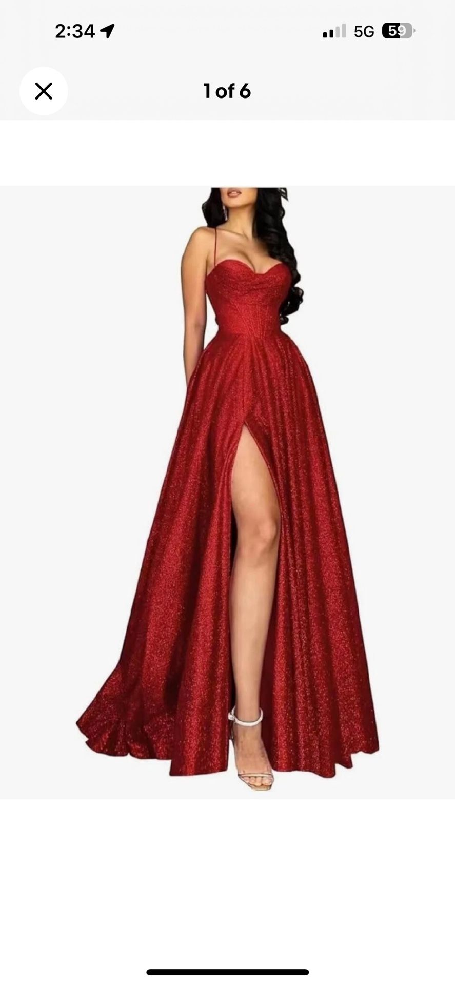 Glitter Spaghetti Strap Corset Back High Slit Formal Dress Size 14 Excellent/Like New Condition, Not Finding Any Signs of Use