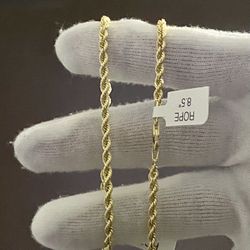 3.5 mm 10k Gold Rope Bracelet 7.5inch