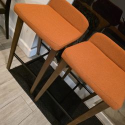Beautiful Orange Stools Pair Of 2