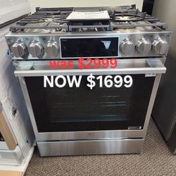 30 In 6.3 Ft Slide-In Gas Range With Probake Convection Easy Clean Instaview And Air Fry In Stainless Steel 