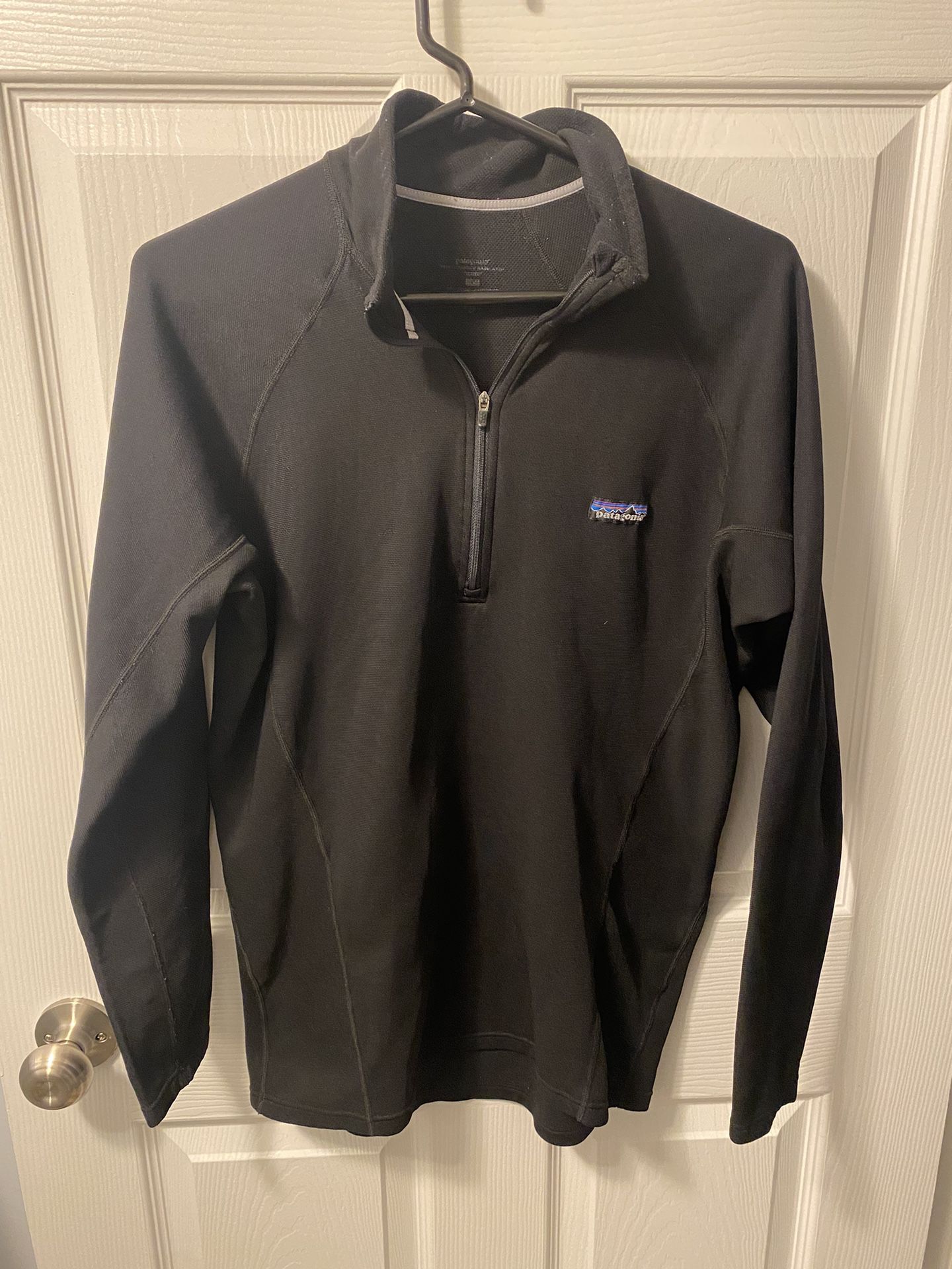 Men’s Large Patagonia Quarter Zip 1/4 Pullover Black Adult L Fast Shipping USA