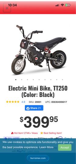 Burromax TT250 Electric Mini Bike Black