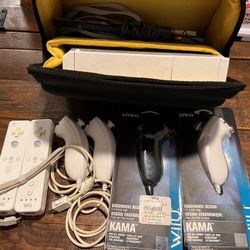 Nintendo Wii With Games, Controllers, And Case