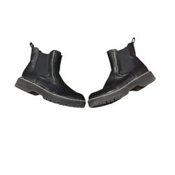Sincerely Jules -  Black - Biker Boots - Pull On - Chelsea - Leather - Lug Soles