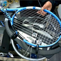 Tennis racket stringing