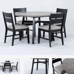 LIVING SPACES DARK WOOD FOUR CHAIR DINING SET NEW MOVING MUST SELL MAKE OFFER
