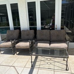 High End Jacklyn Smith Sofa, 2 Chairs, Glass Table