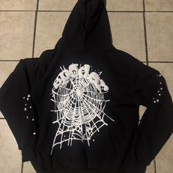 spider hoodie black