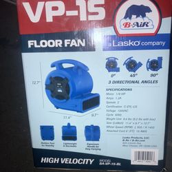 lasko Vp-15 Floor Fan Brand New 