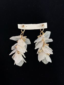 White Petal Cluster Drop Earrings