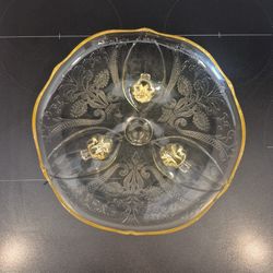 Etched Footed Dish