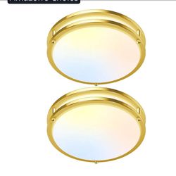 Set of four - GoBright Gold Flush Mount LED Ceiling Light Fixture, 12IN 2700K/3000K/3500K/4000K/5000K Adjustable Ceiling Lights, 3600lm Super Bright