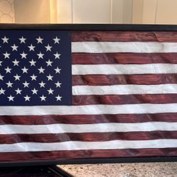  Handcrafted Wavy Wooden American Flag 