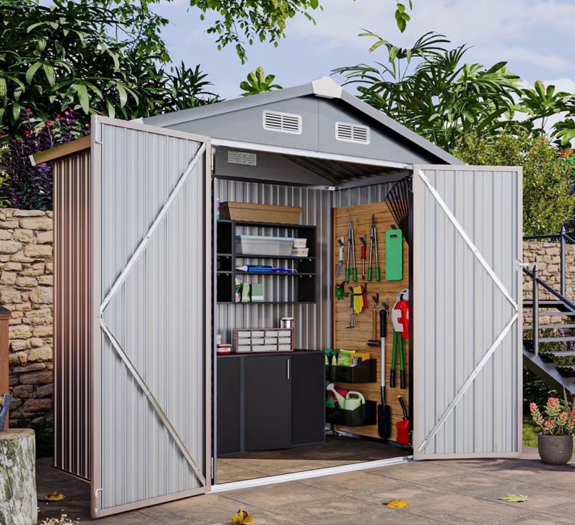 new 4x6 Ft Metal Storage Shed —-brown
