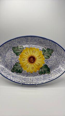 Vintage hand painted sunflower serving platter El Dorado Italy