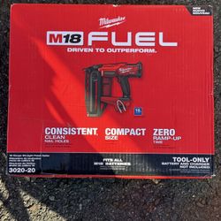 Milwaukee Fuel M18 16 Gauge Straight Finish Nailer. Price Is Firm