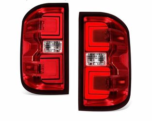 DNA MOTORING TL-ZTL-002E-RD Pair of LED Tail Lights Brake Lamps Compatible with 15-19 Silverado 2500 HD 3500 HD/Sierra 3500 HD,Red Clear Lens