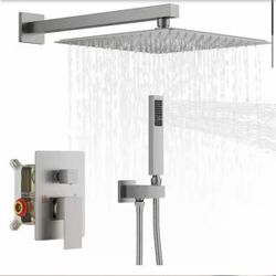 Single-Handle 2-Spray Shower Faucet 2.5 GPM with Easy to Install Pressure Balance Valve in nickel