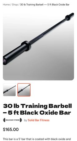 30 lb Training Barbell — 5 ft Black Oxide Bar