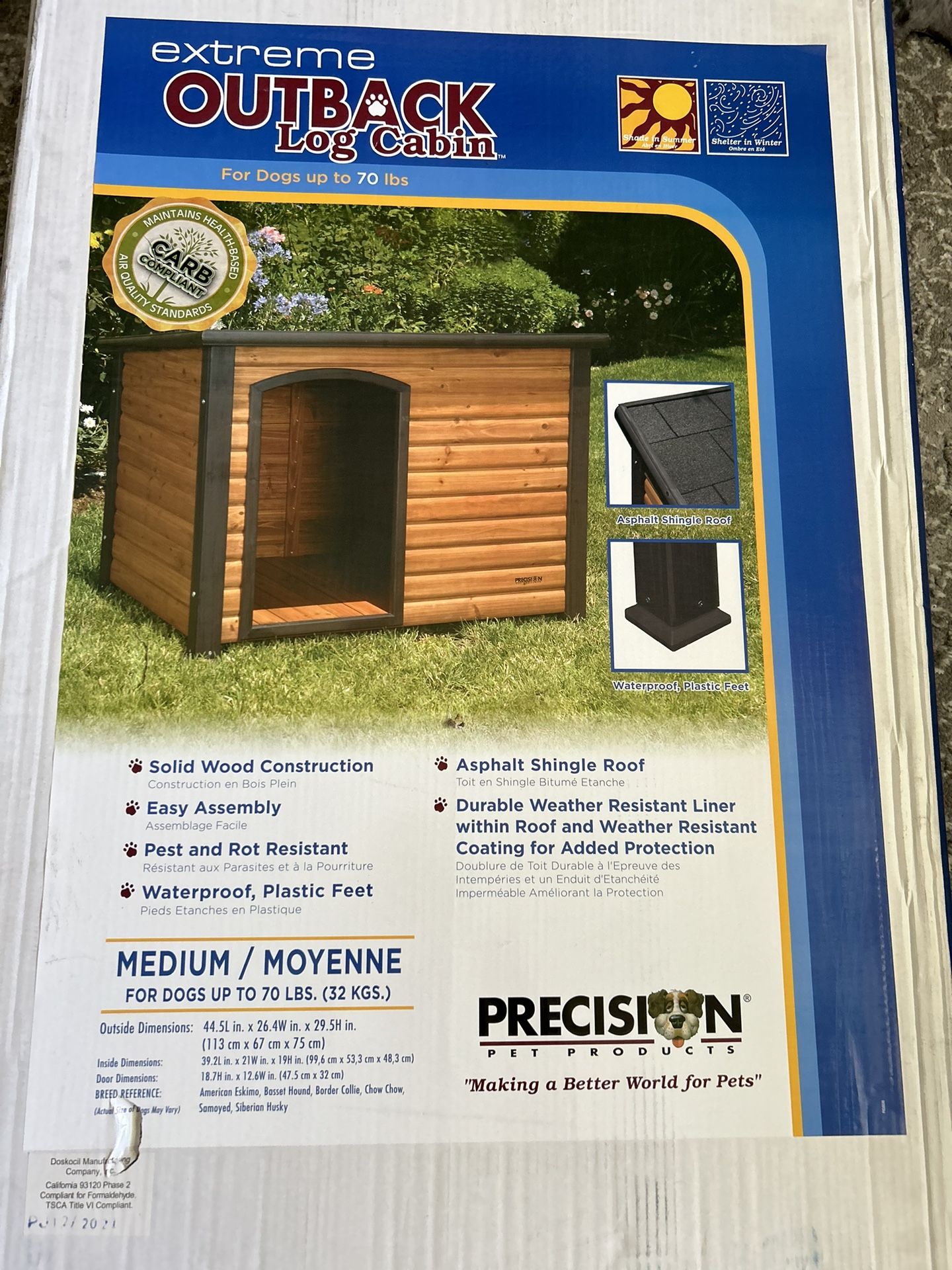 PRECISION PET PRODUCTS Extreme Outback Log Cabin Dog House, Medium