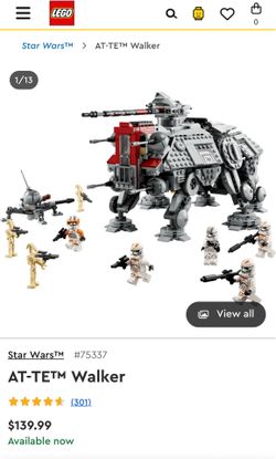 Lego Star Wars At-ate Walker Set 75337 Commander Cody Figure