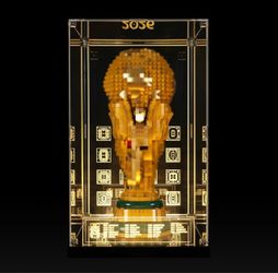 Acrylic Display Case for Lego 43020 FIFA World Cup Trophy Building Set, Dustproof Showcase Box with LED Lighting & Metal Screw Structure (Only Case - 
