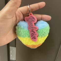 Custom Keychain With Fluffy Heart