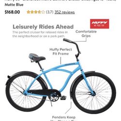Huffy 26" Cranbrook Men's Comfort Cruiser Bike, Ages 13" Years, Matte Blue