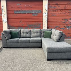 Ashley's Gray Sectional Sofa Couch Right Facing Chaise