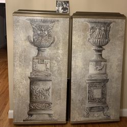 Pair Of Original Garden Urn Paintings