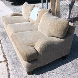 Free 8-ft Rib Fabric Couch With Removable Cushions