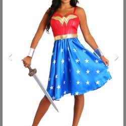 Deluxe Long Dress Wonder Woman Adult Costume for Women