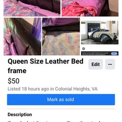 Ashleys Leather Bed Frame (Queen)