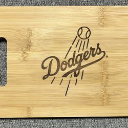 Bamboo Cutting Board With Dodgers Logo 