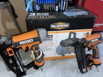 Ridgid 16ga & 18ga Finishing Nailers W/ Air Compressor And Hose