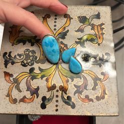 Real Turquoise/Sterling Silver Ring And Earrings