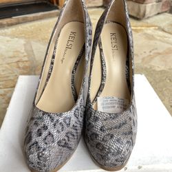 Kelsi Dagger Linzy Natural Snake Print Leather Pump Ladies 8.5